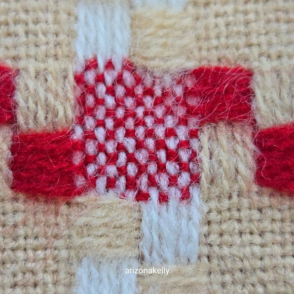 Woven Cashmere Houndstooth Scarf Red Tan White Pink - Picture 7 of 16